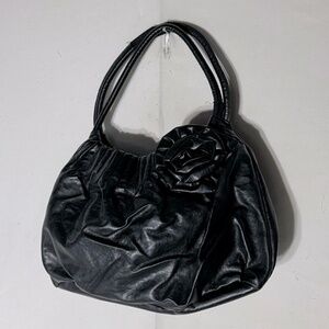 5/$25 American Eagle Black Faux Leather Purse Shoulder Bag With Flower